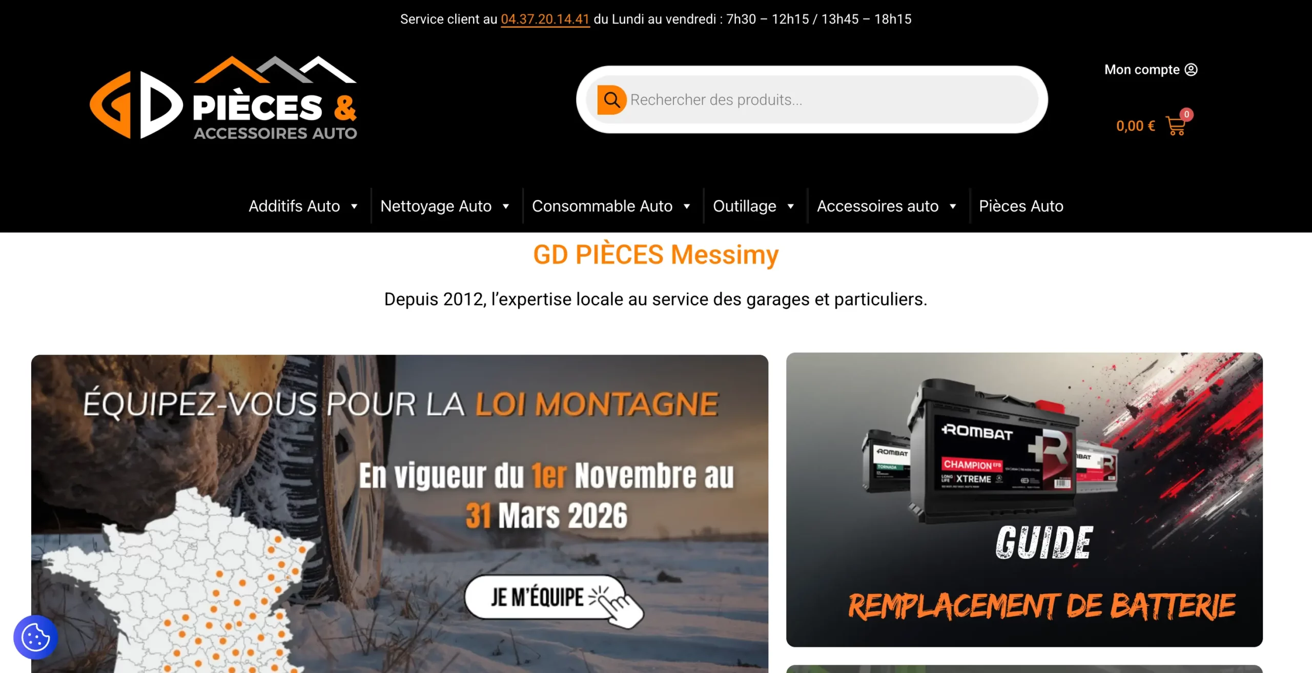 Aperçu du site e-commerce GD Pièces auto, piecesautoenligne.fr
