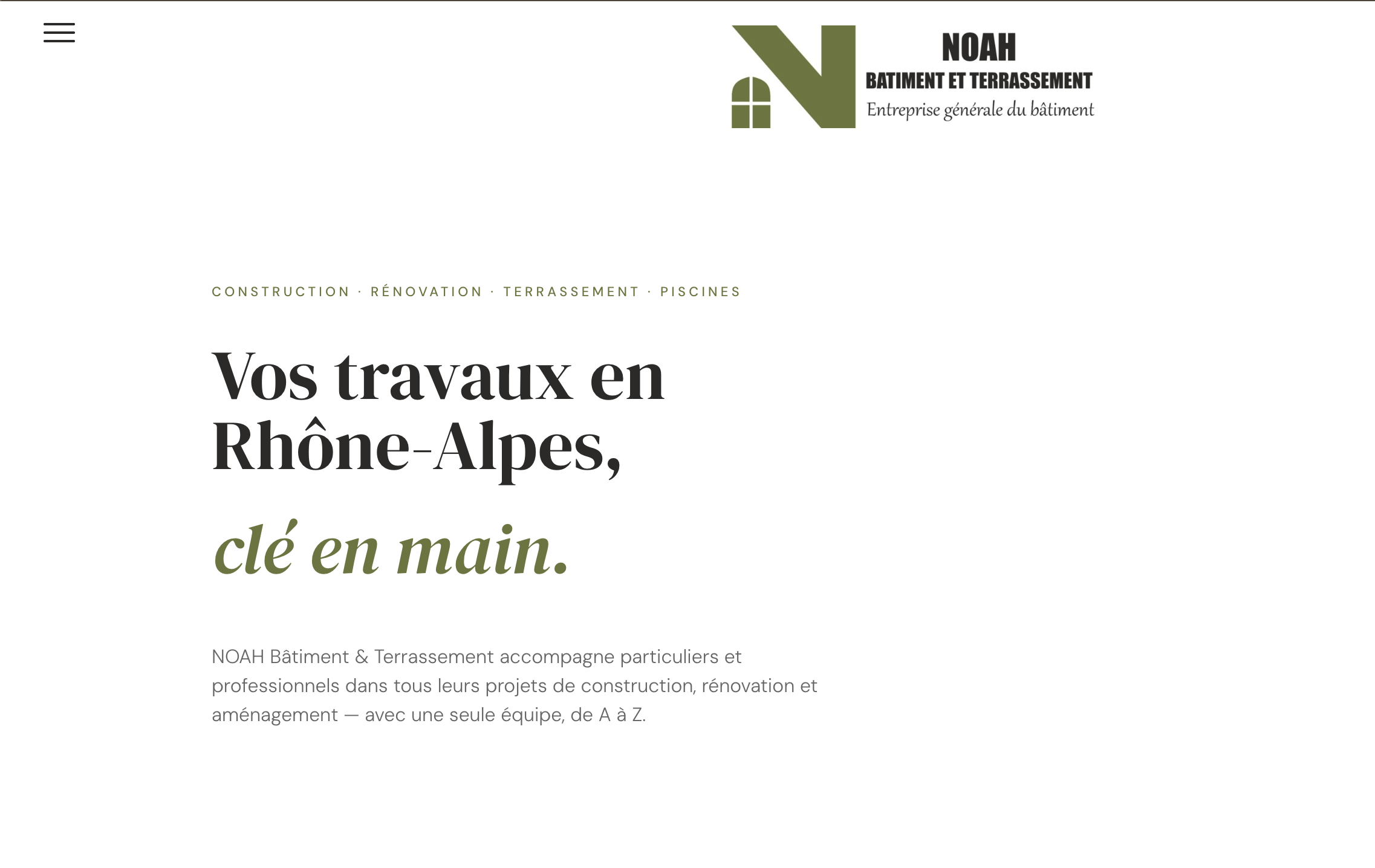 Aperçu du site de NOAH Bâtiment et Terrassement